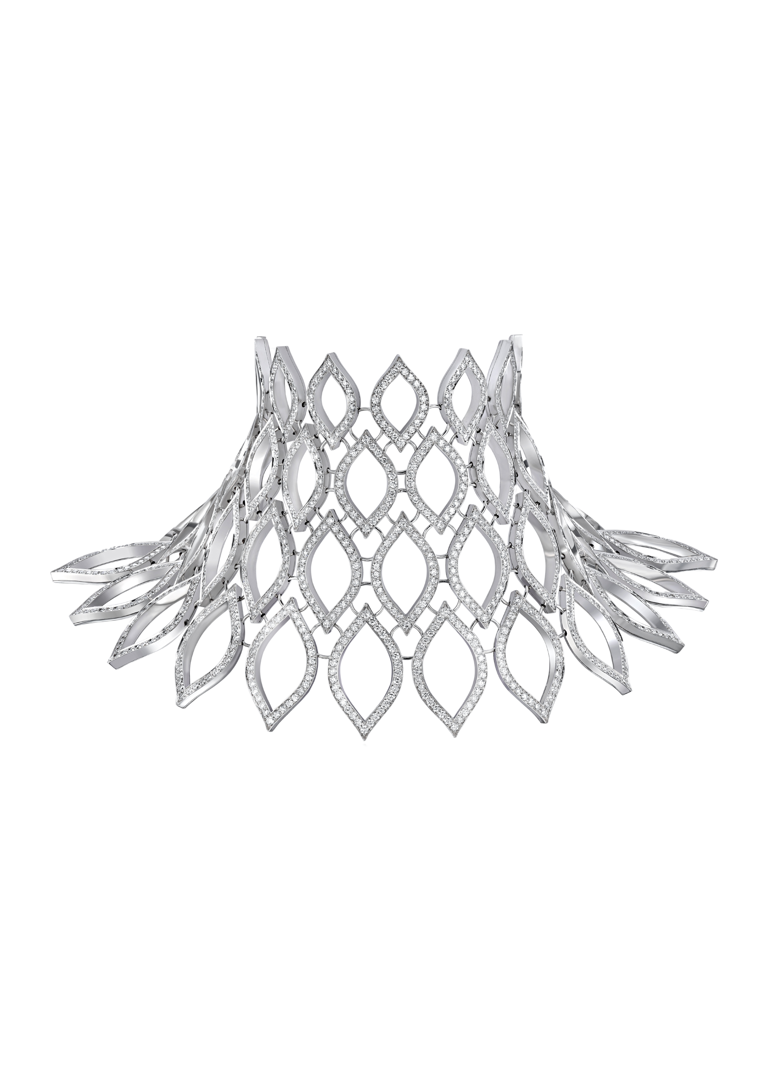 "FRACTALS"  DIAMOND CUFF BRACELET / 14.47 CTW
 18K White Gold