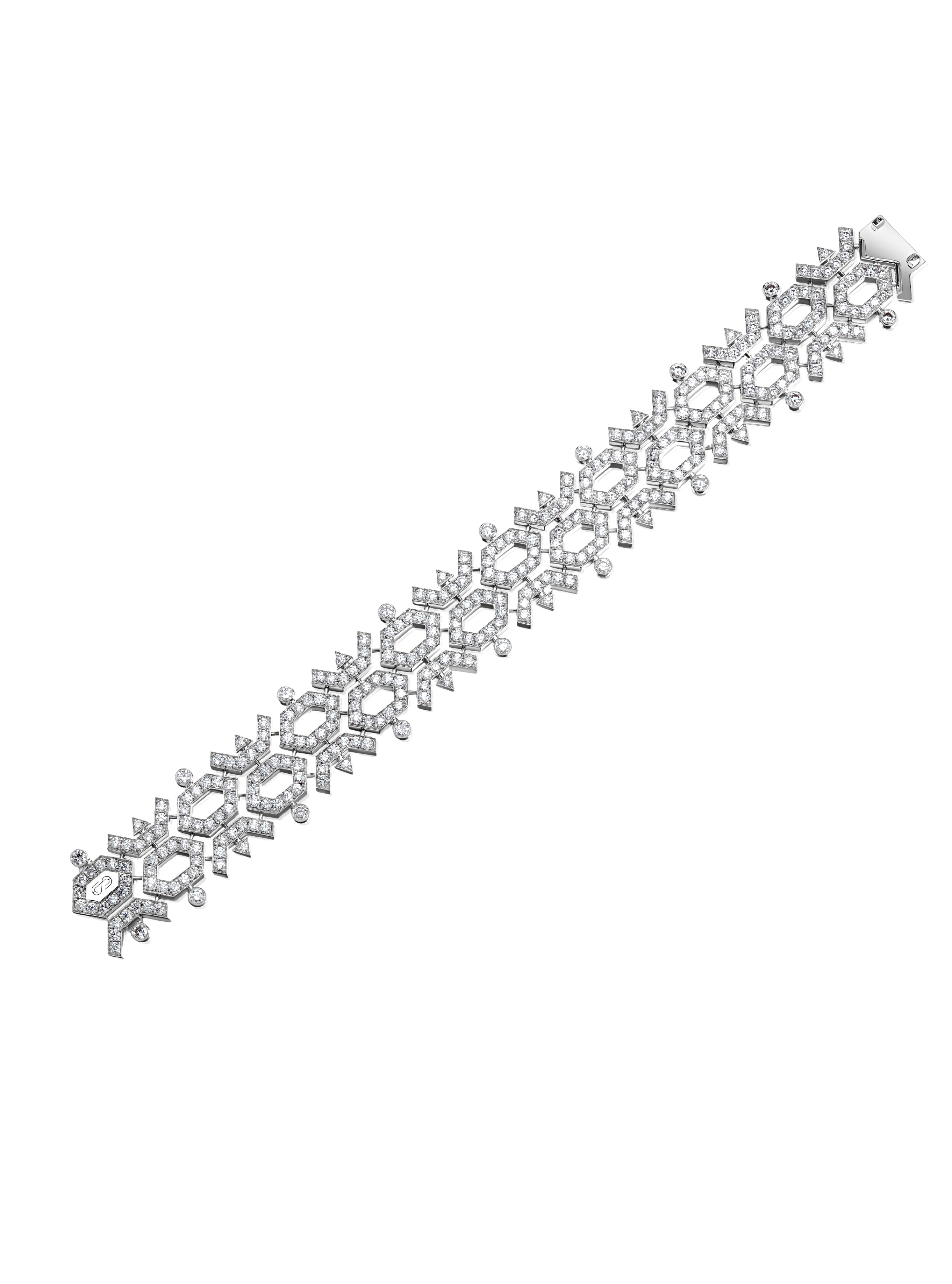 "SPACE PATTERN" DIAMOND BRACELET / 10.55 CTW
 18K White Gold