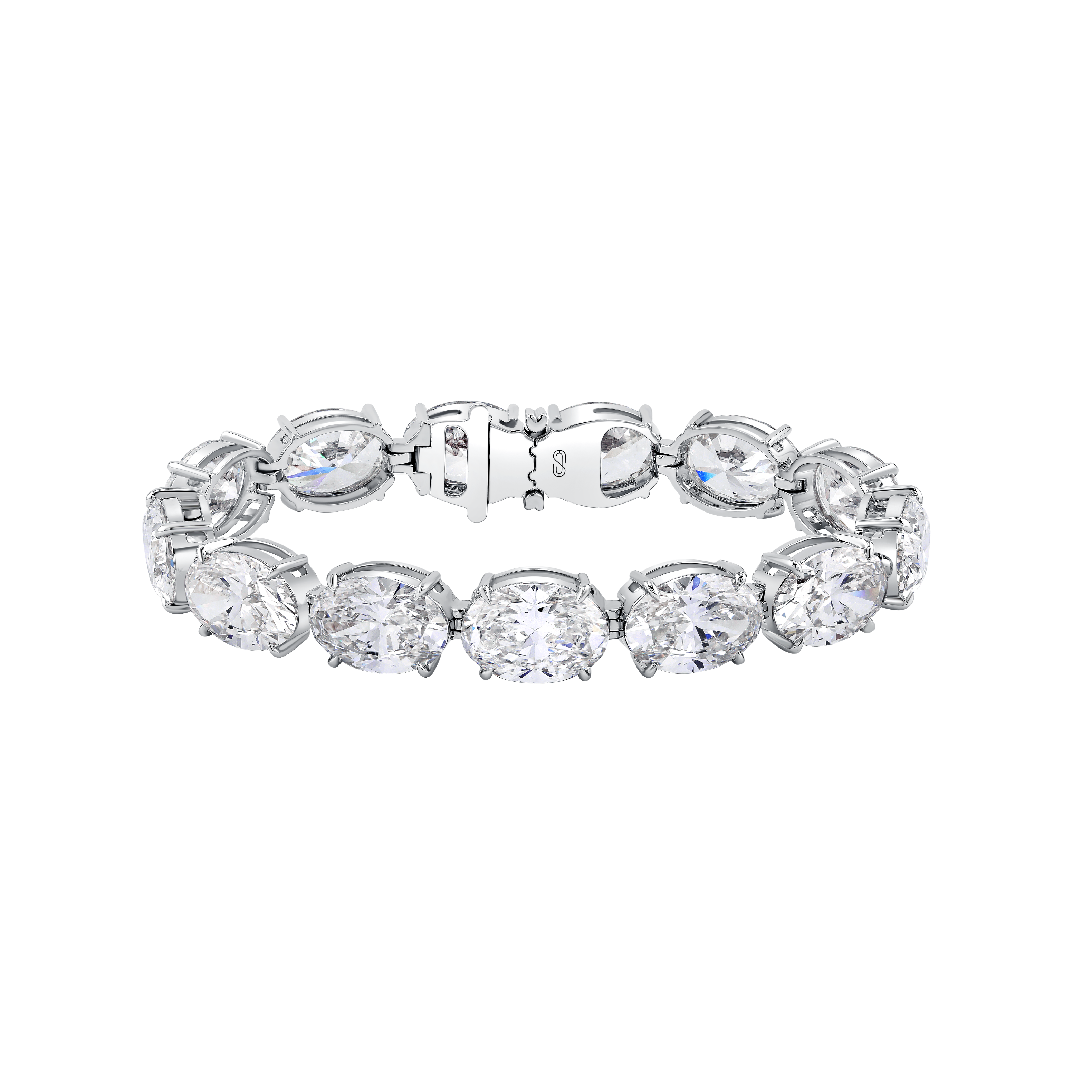 OVAL TENNIS BLACELETE 
53.901 CTW  18k White Gold