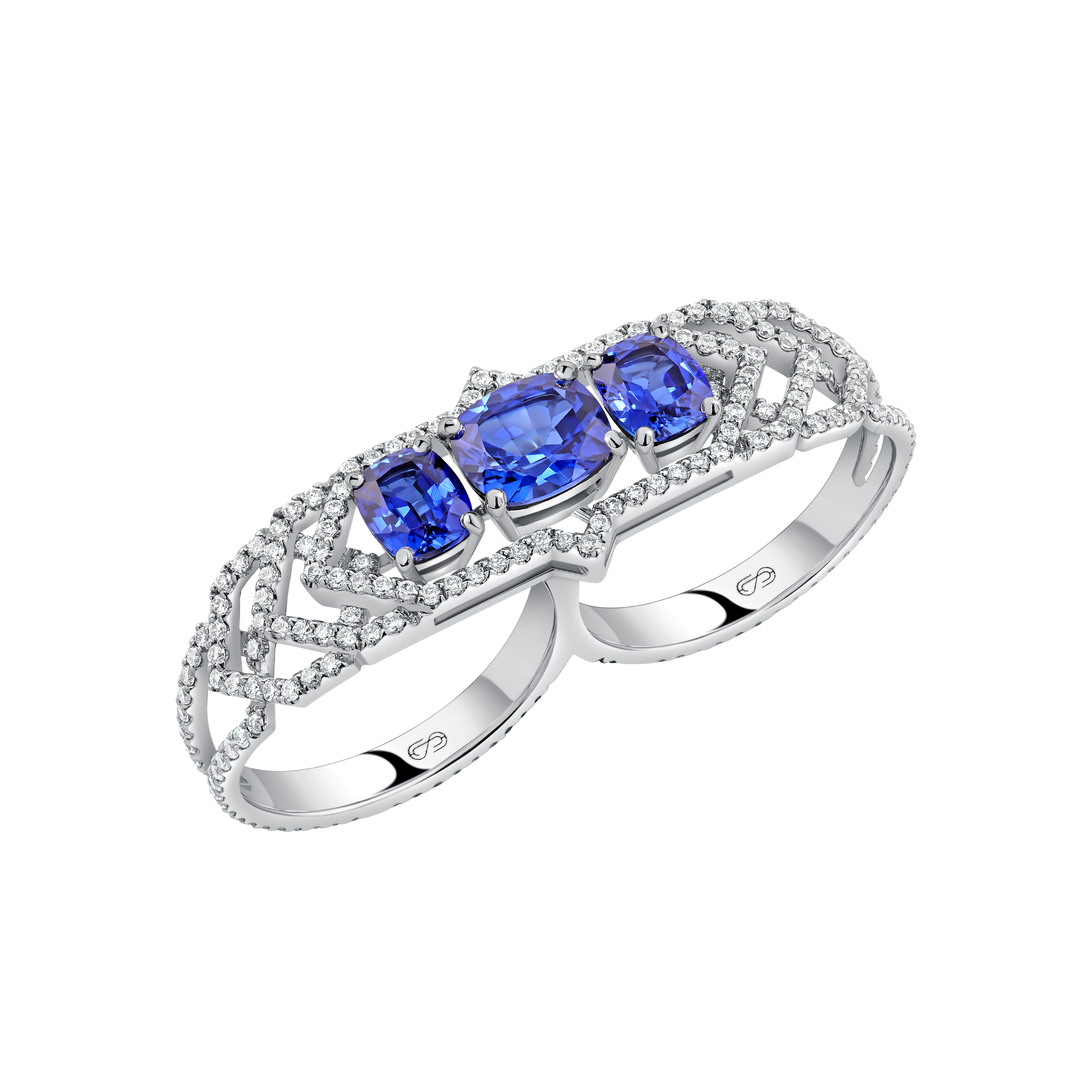 "BLUE CONSTELLATION" SAPPHIRE DOUBLE RING
3.626 CTW 18k White Gold 