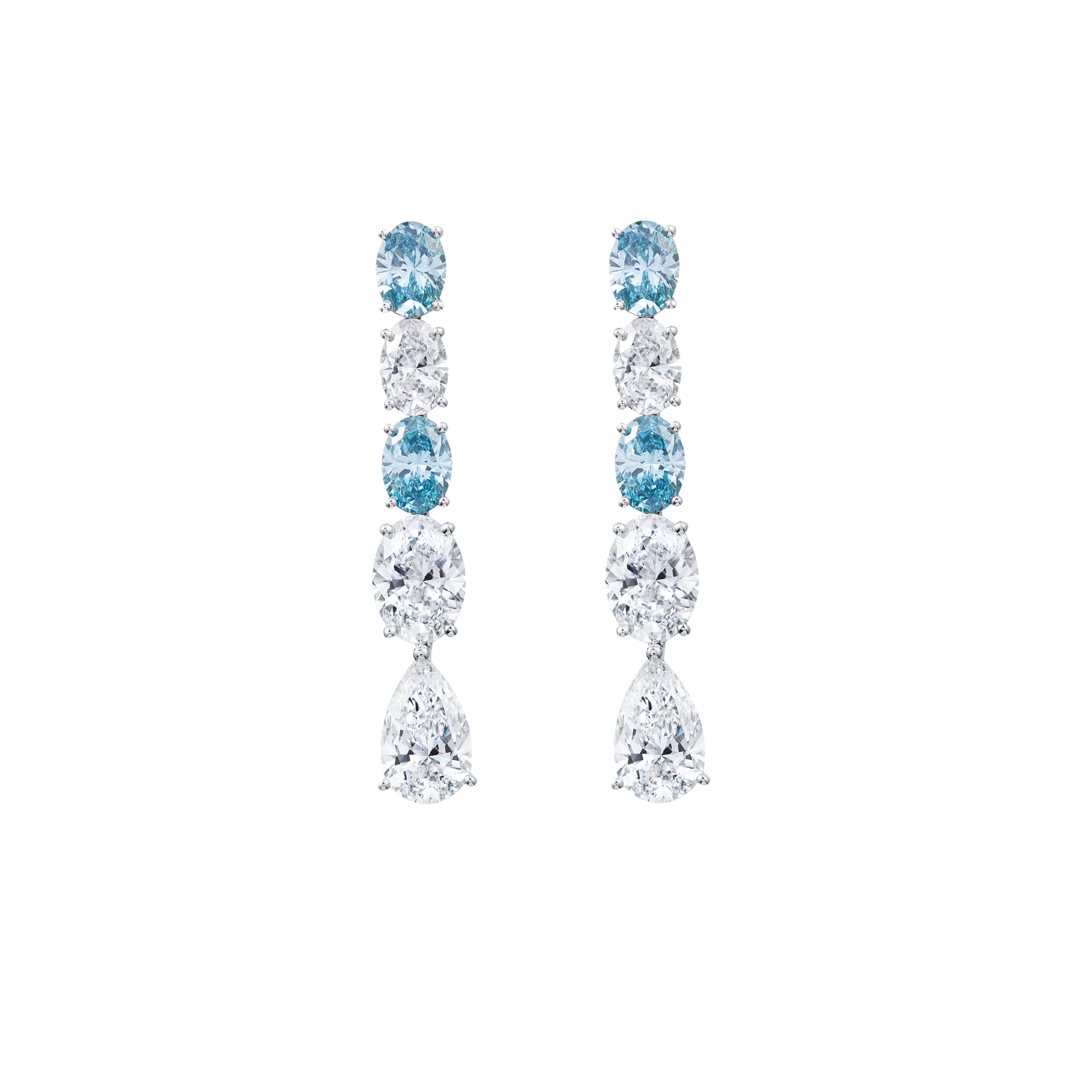 "LUMINOUS BLUE" BLUE DIAMOND EARRINGS / 4.909 CTW
 18K White Gold