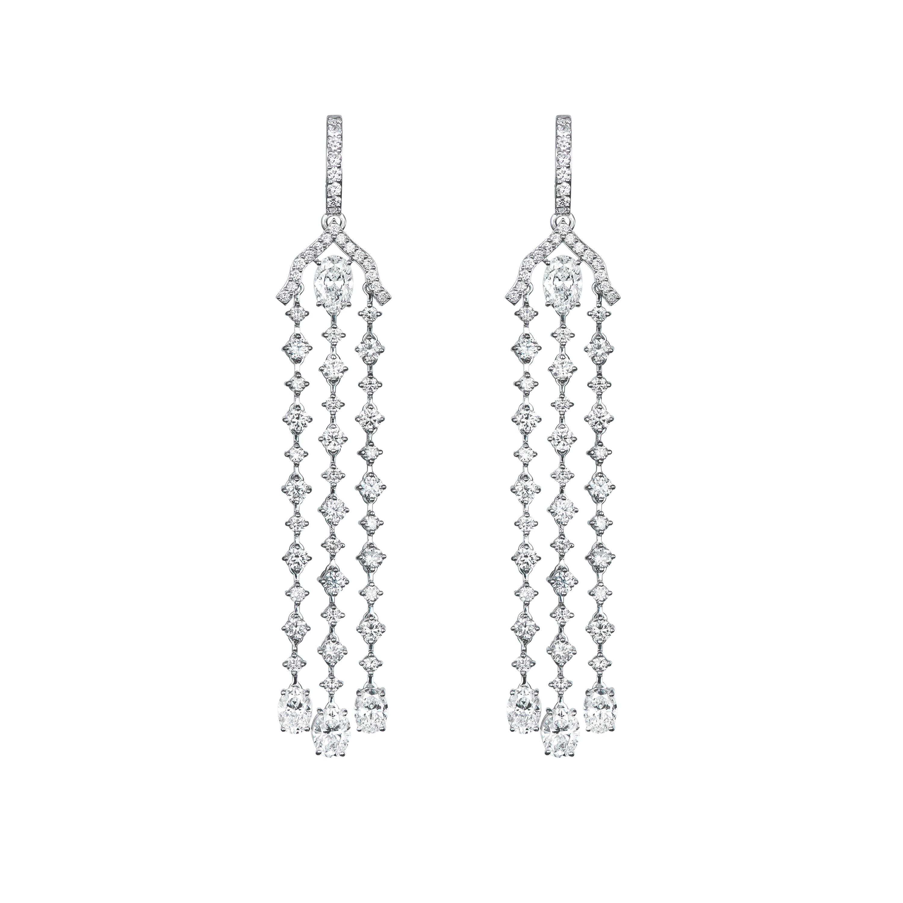 "DIAMOND BRAIDS" DIAMOND EARRINGS / 6.380 CTW
 18K White Gold
