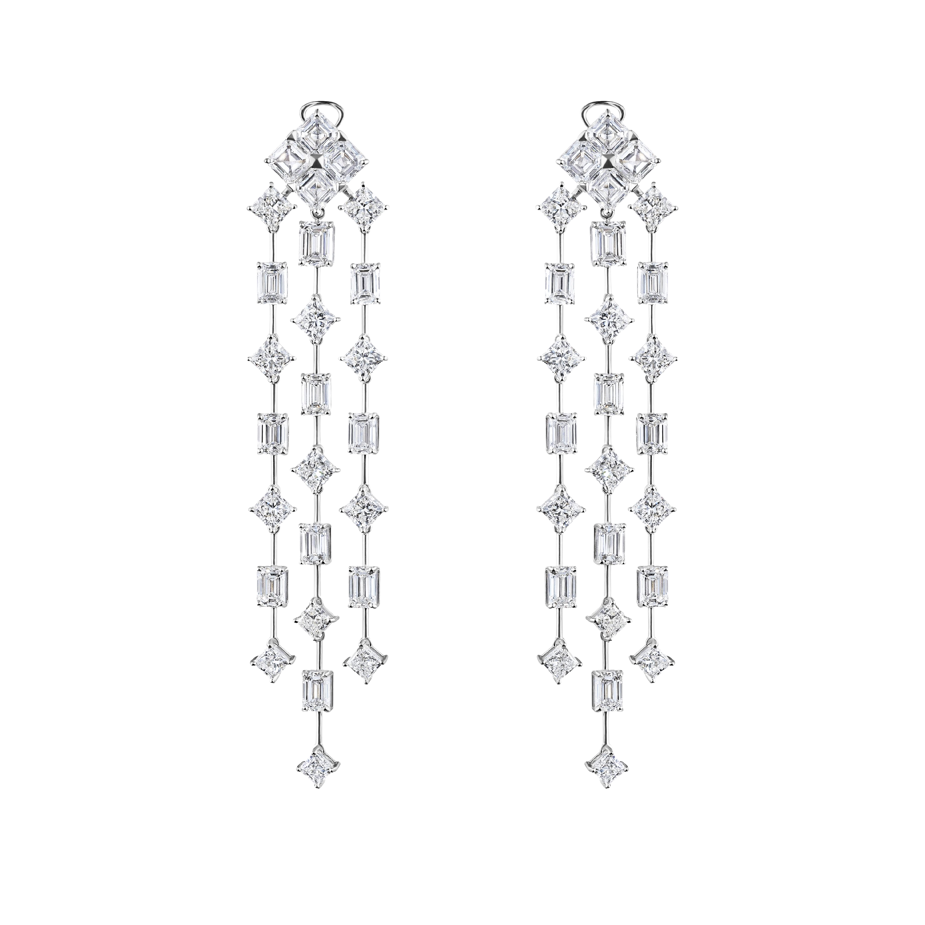 "STARFALLS" DIAMOND EARRINGS / 27.405 CTW
18K White Gold
