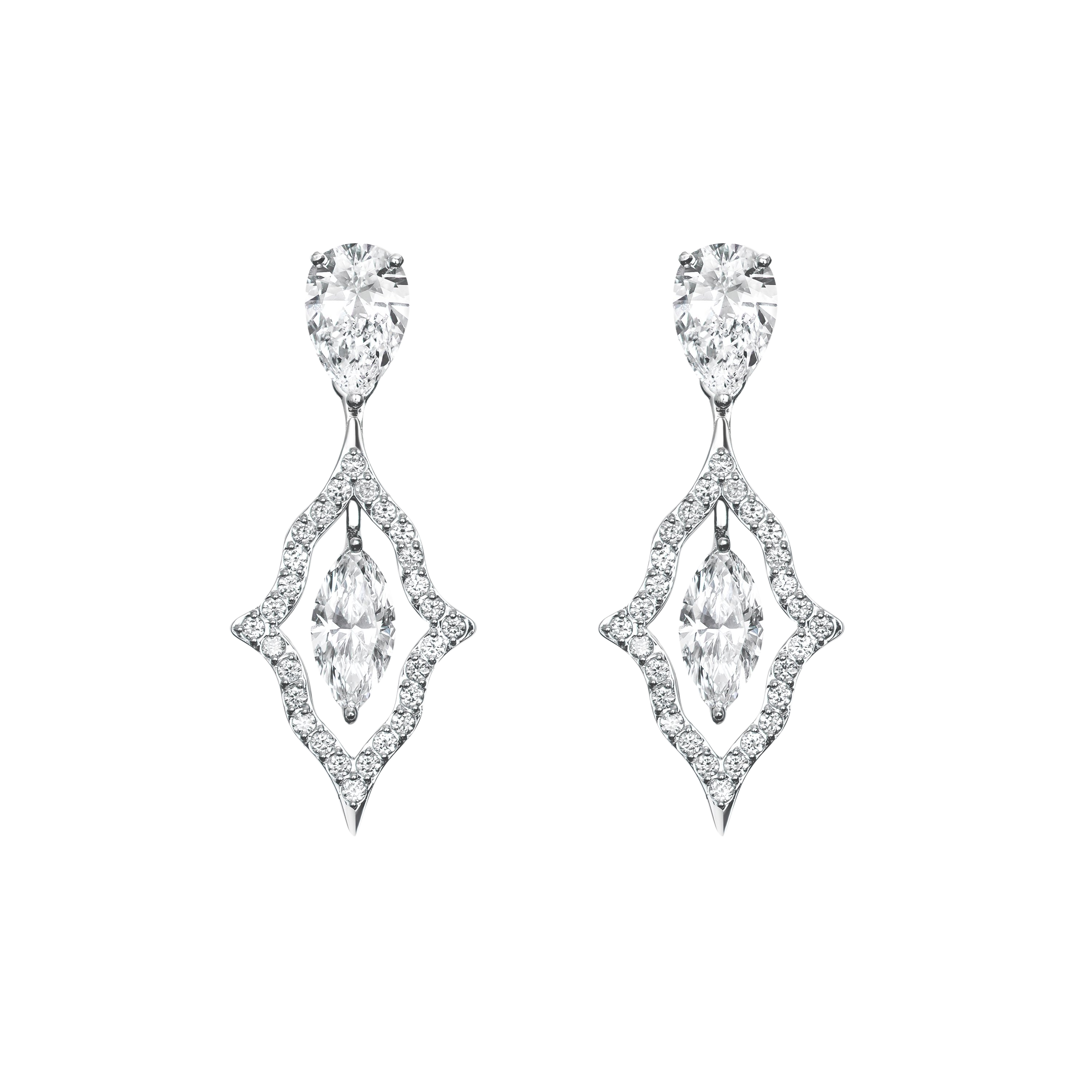 "DROPS" DIAMOND EARRINGS / 3.145 CTW 
18K White Gold
