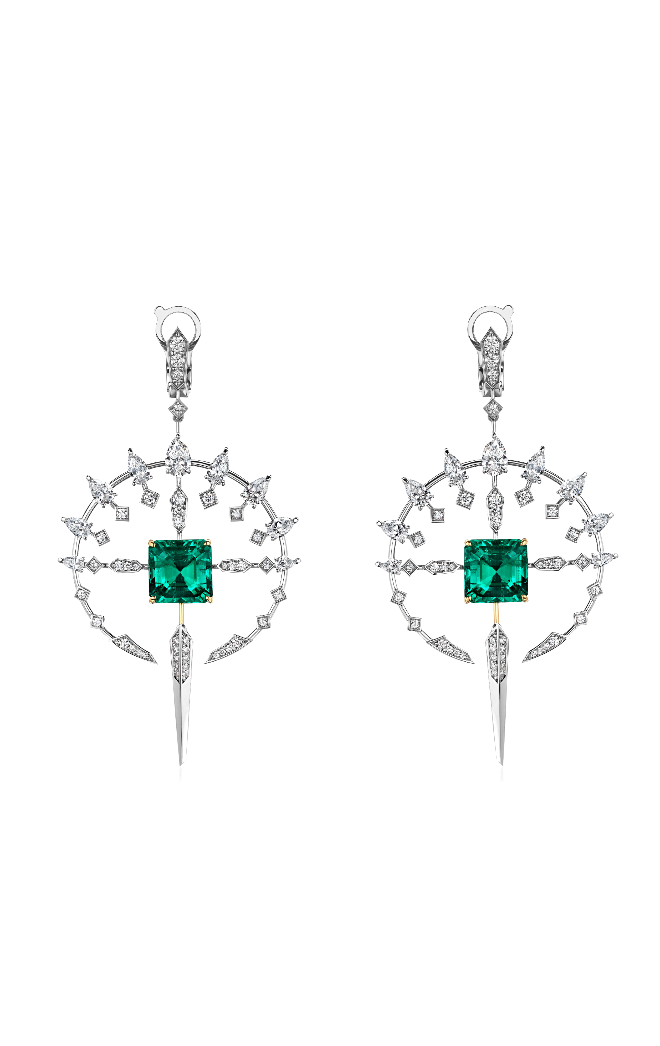 "NORTH STAR" EMERALD EARRINGS / 18.624 CTW
18K White Gold