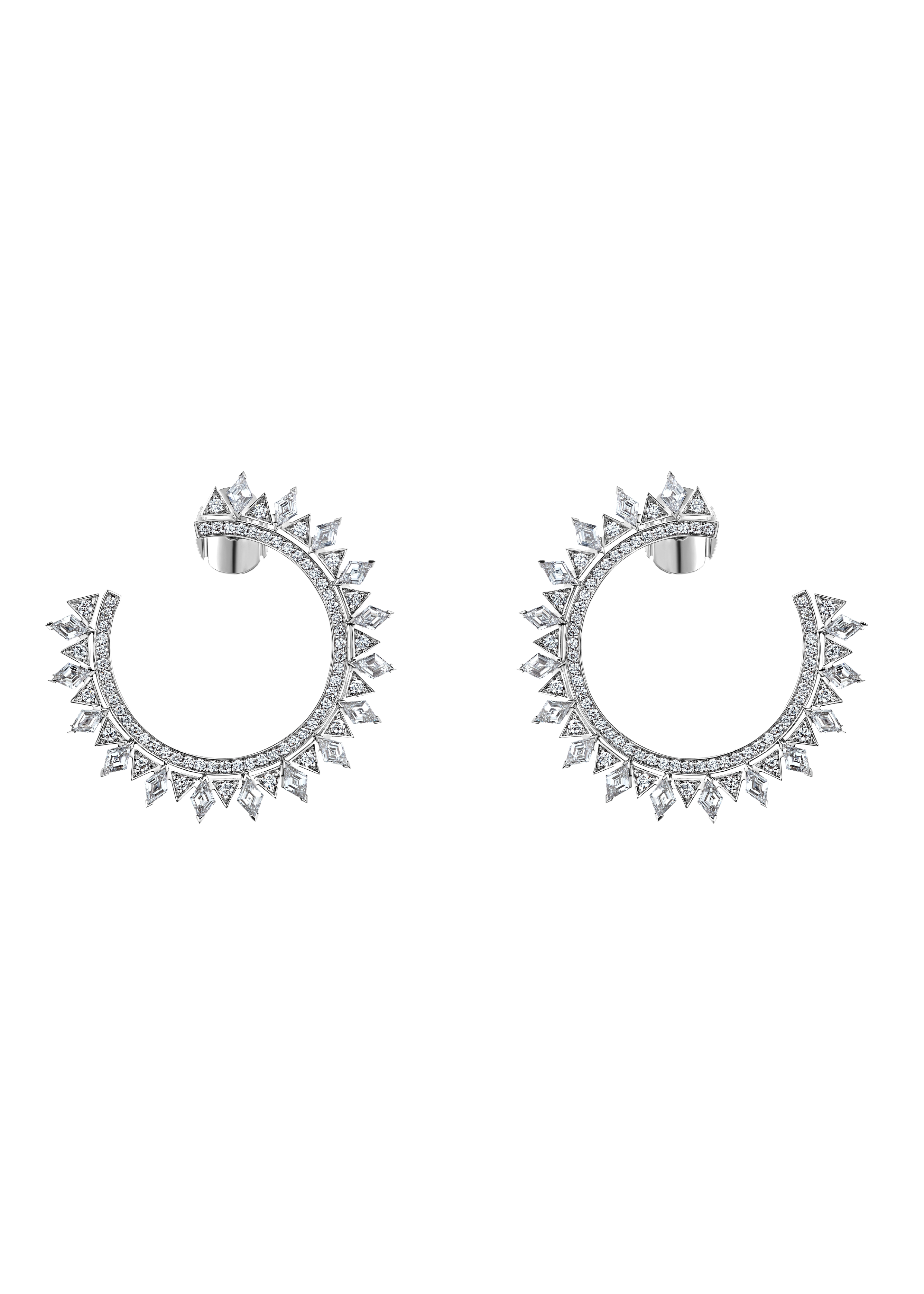"THE MOON BEAM" DIAMOND EARRINGS / 4.598 CTW
 18K White Gold
