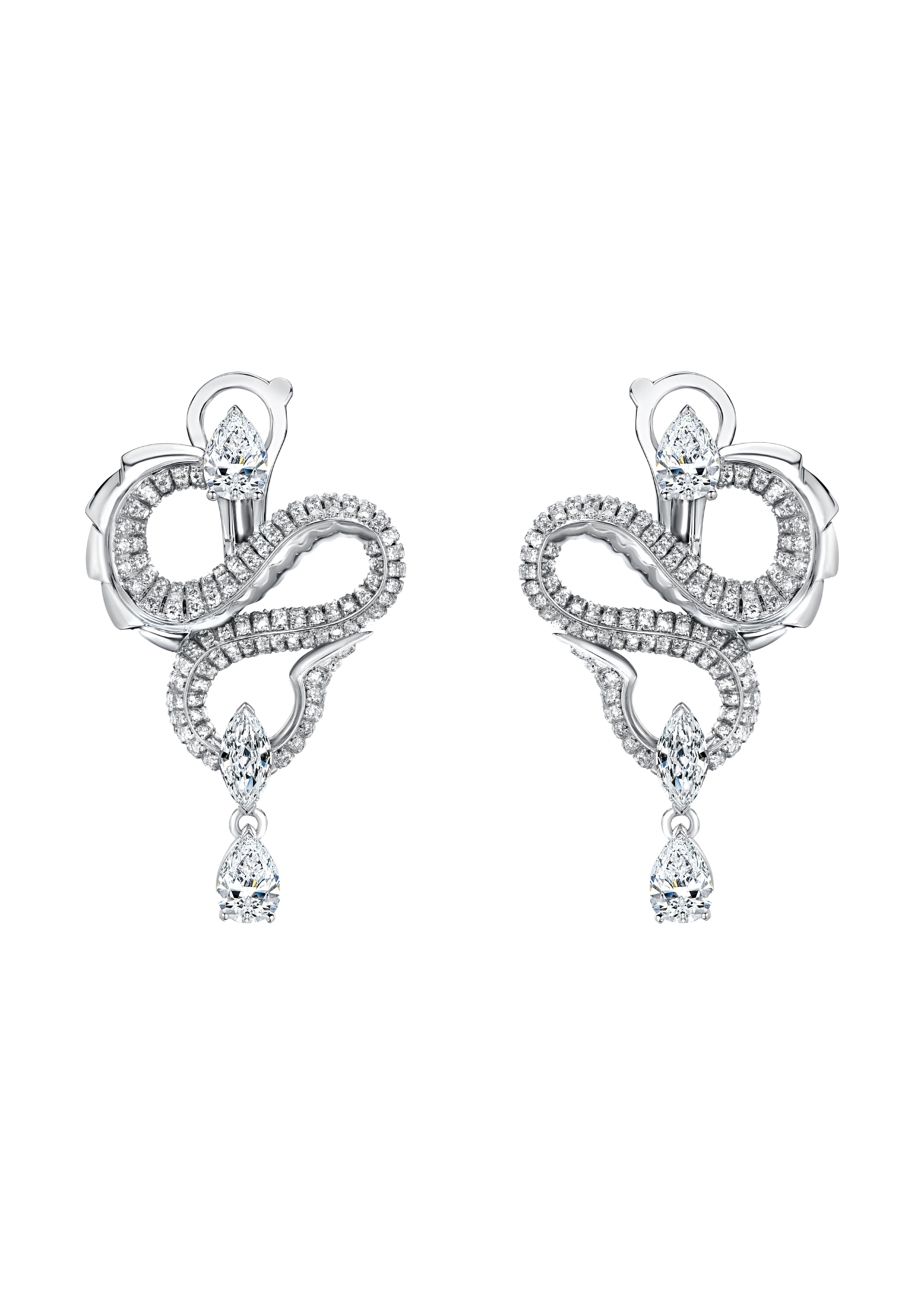 "HYDRA" DIAMOND EARRINGS / 2.795 CTW
 18K White Gold