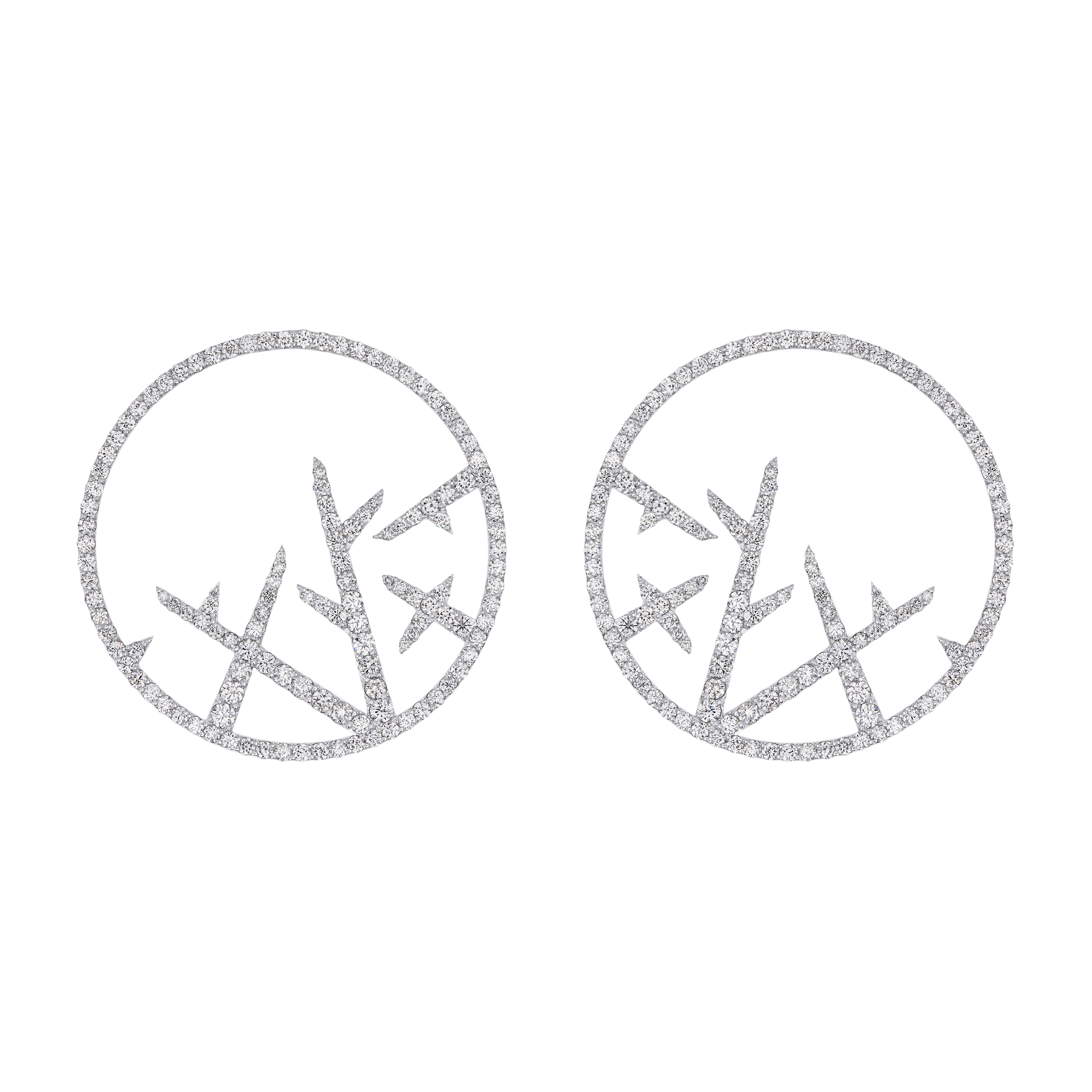 "THE SNOWFLAKE" DIAMOND EARRINGS / 3.317 CTW
 18K White Gold