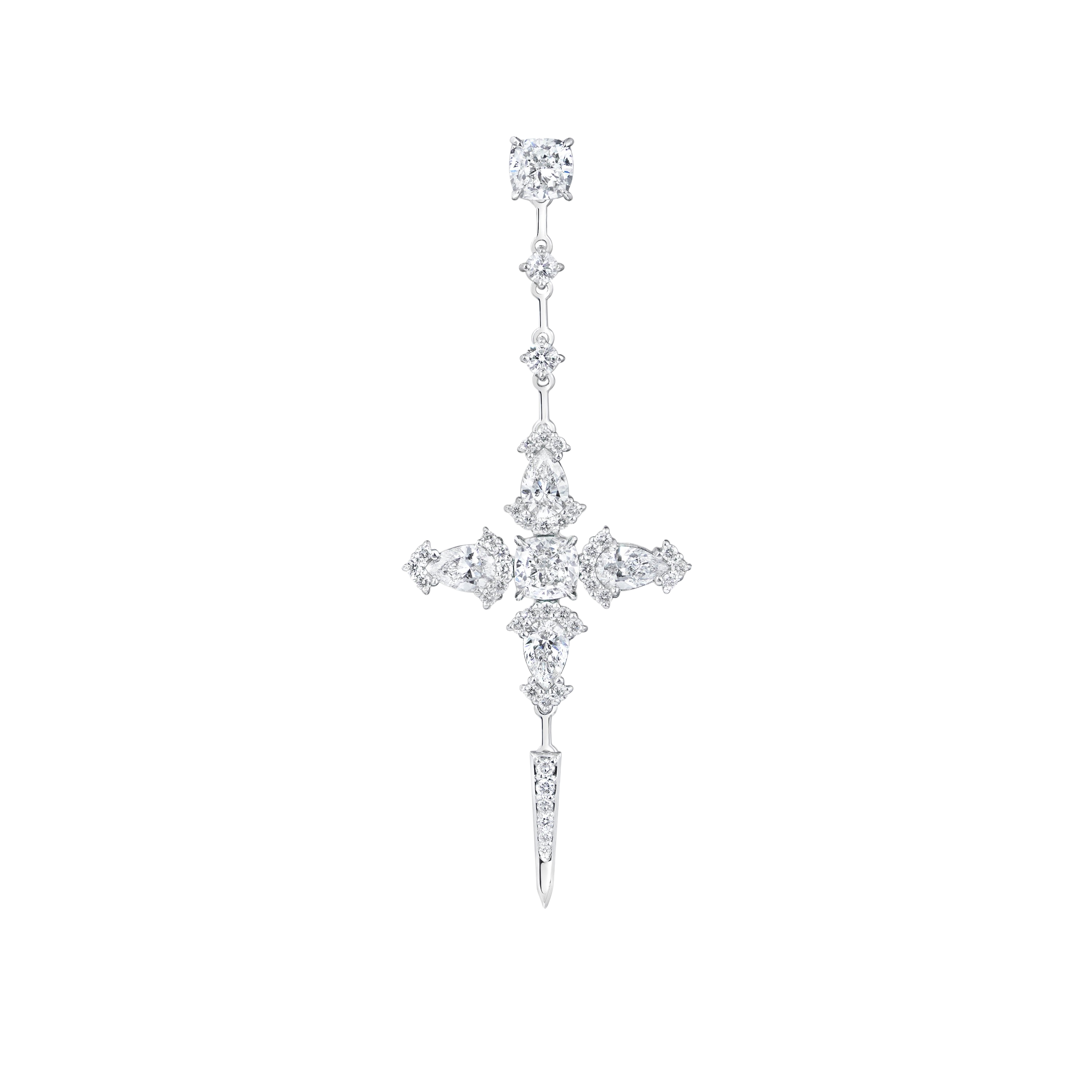 "MONO CRUX" DIAMOND EARRING/ 1.97 CTW
 18K White Gold