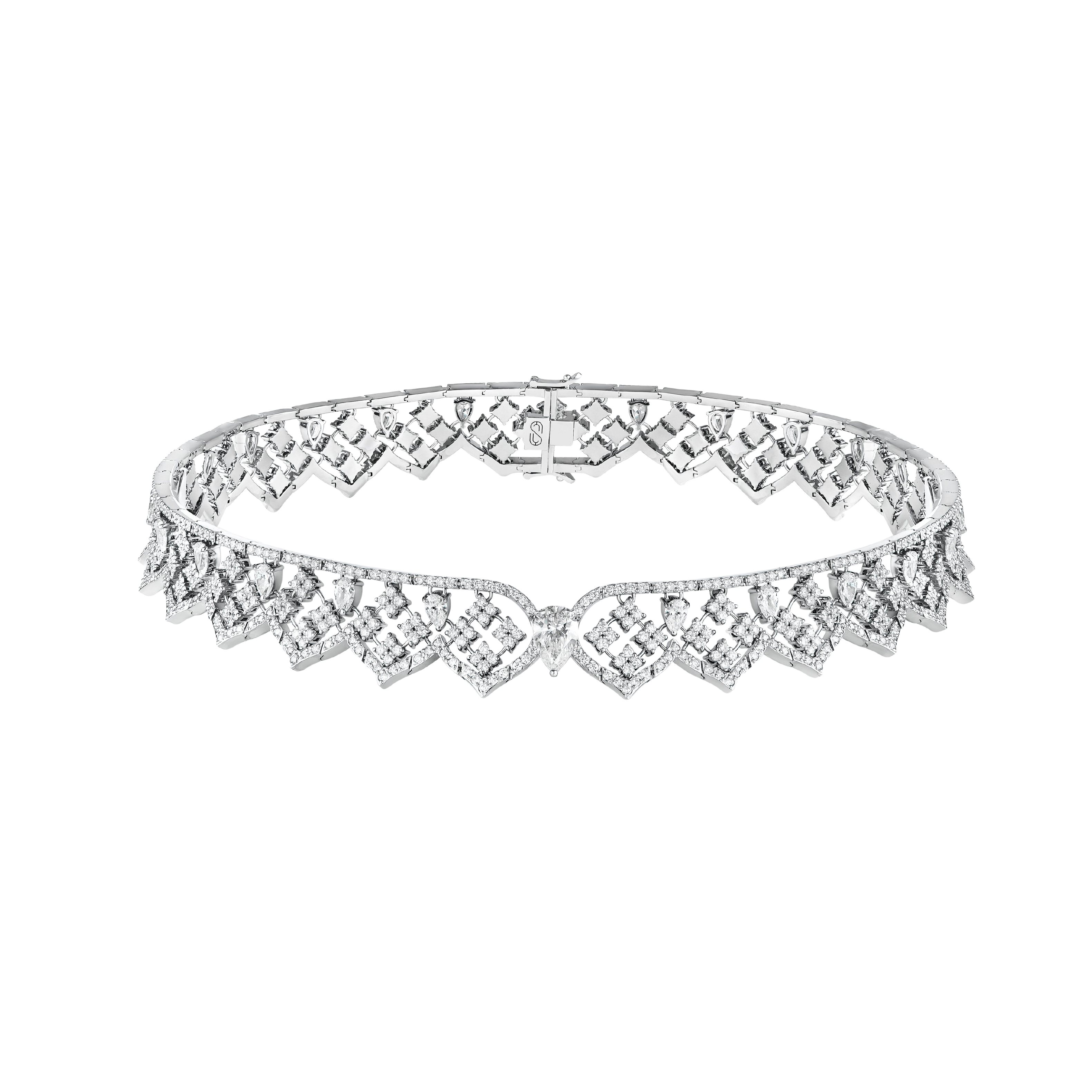 "MONISTO" DIAMOND CHOCKER / 16.164 CTW
 18K White Gold