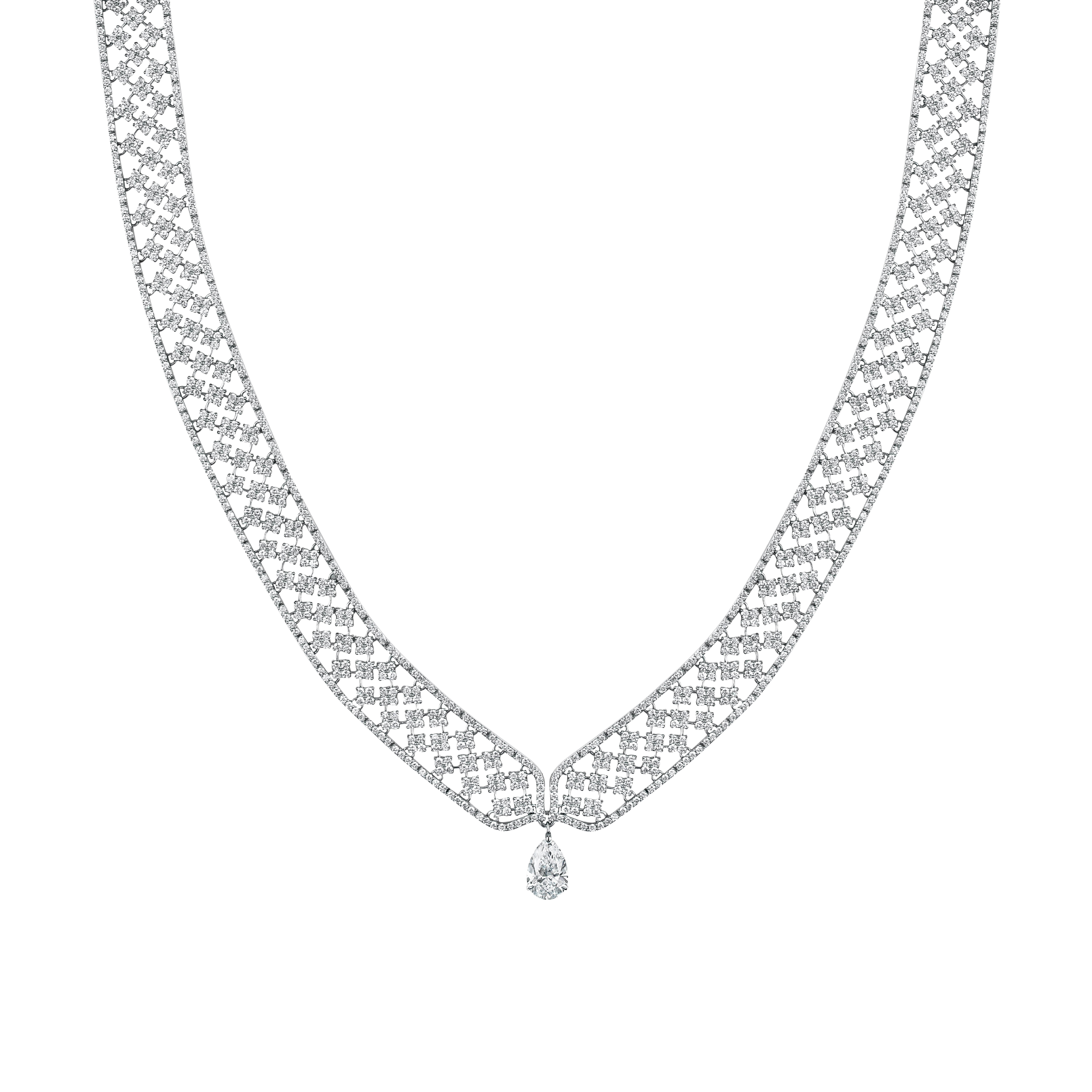 "DIAMOND LACE" DIAMOND NECKLACE / 15.940 CTW
 18K White Gold