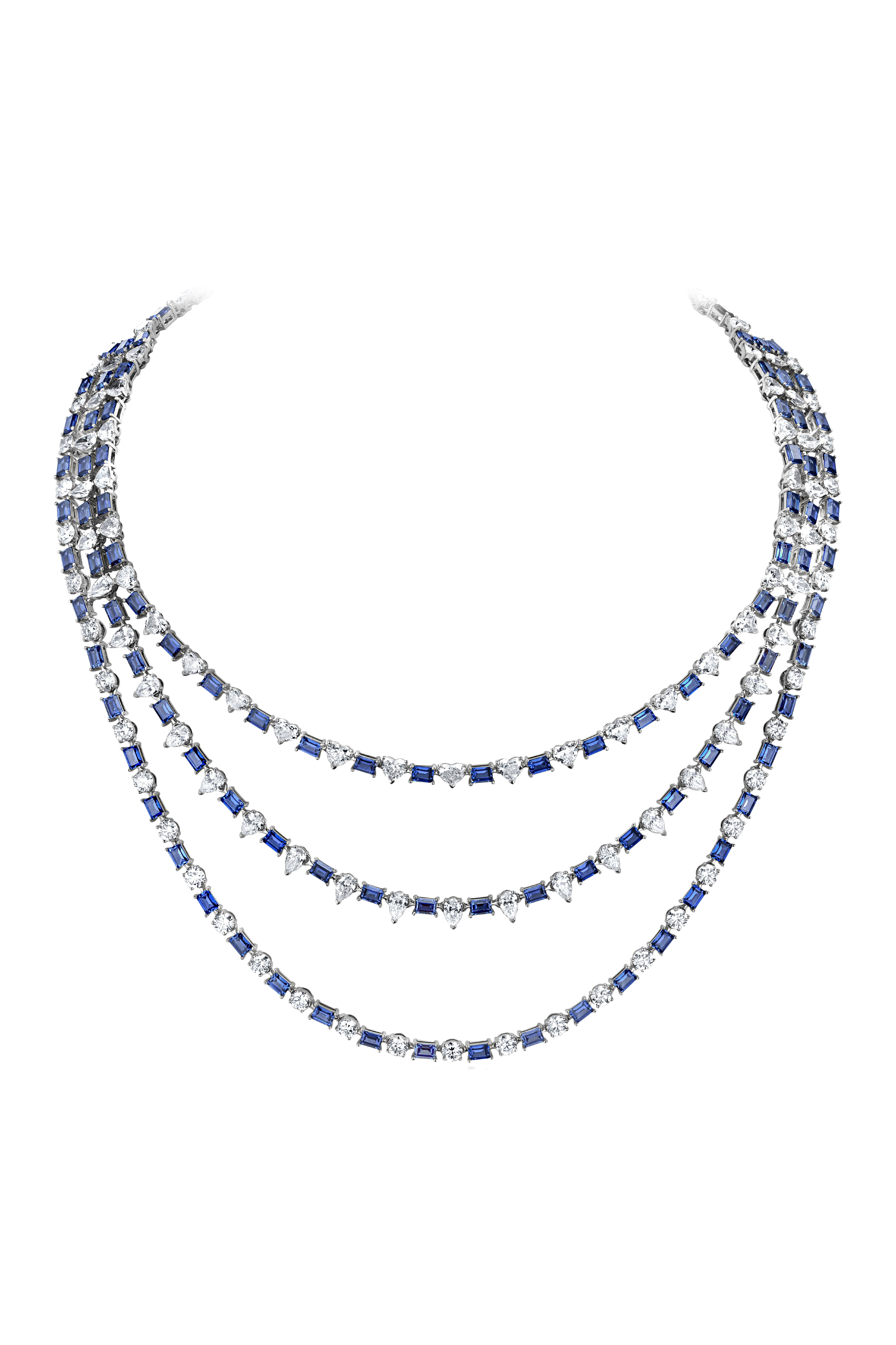 "BLUE STELLAR DANCE" SAPPHIRE NECKLACE / 19.191 CTW
18K White Gold
