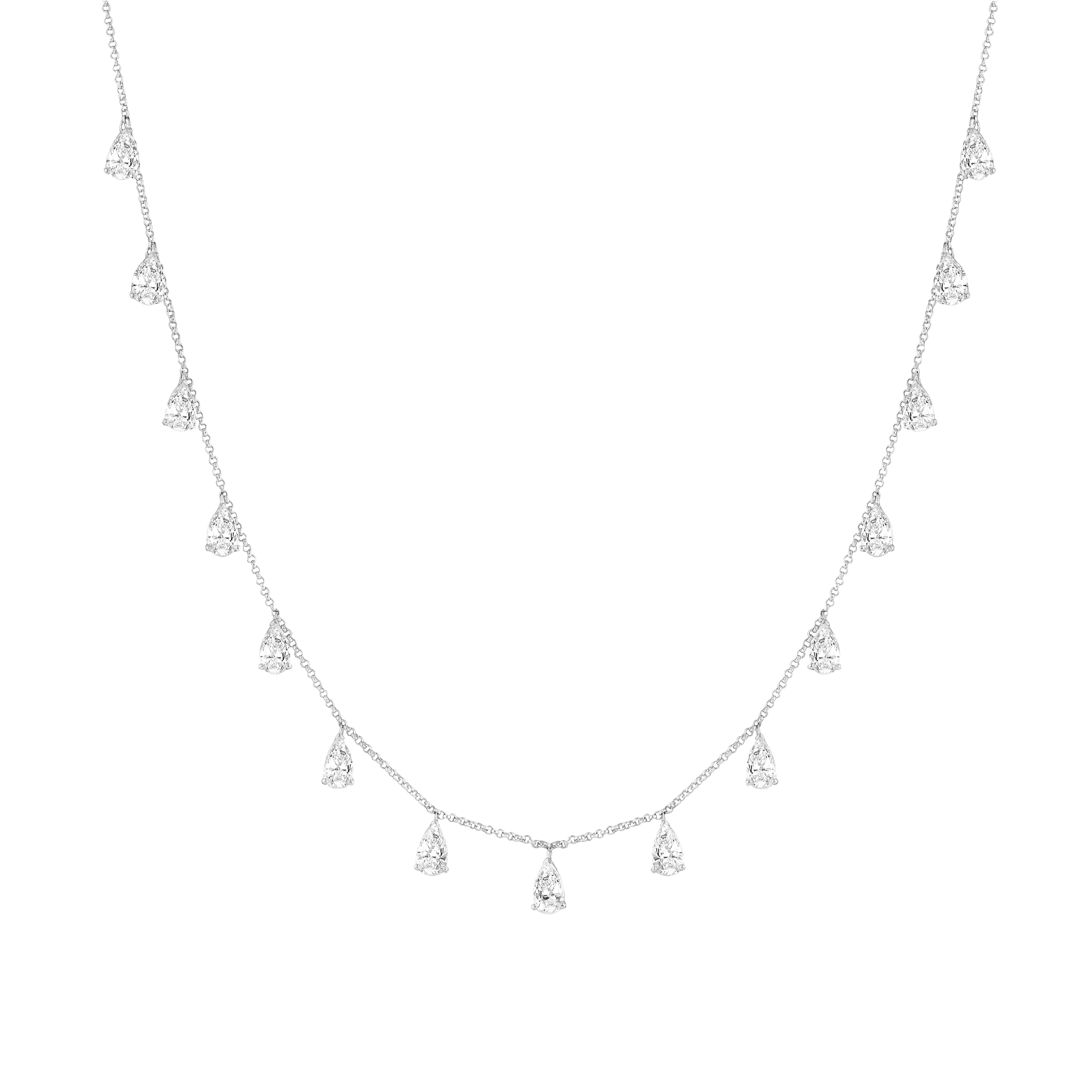 PEAR CHAIN NECKLACE 18k White Gold / 4.221 CTW