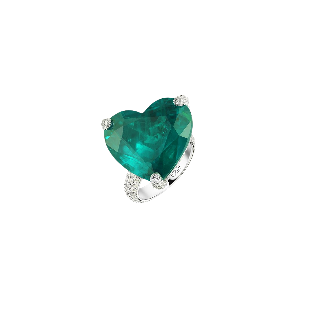 "HEART CONSTELLATION" EMERALD RING / 29.626 CTW
18K White Gold

